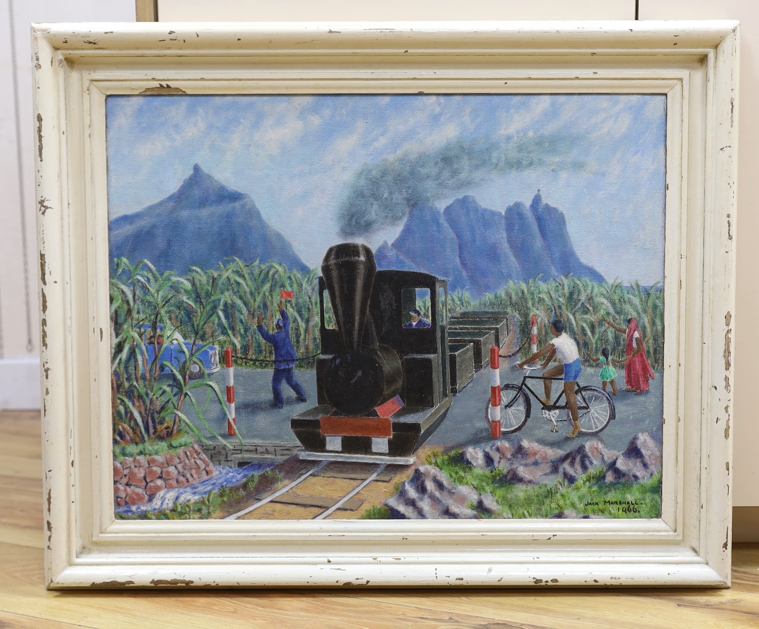 Jack Marshall, oil on board, 'Sugar Engine', signed and dated 1966, RI Exhibition, 45 x 59cm